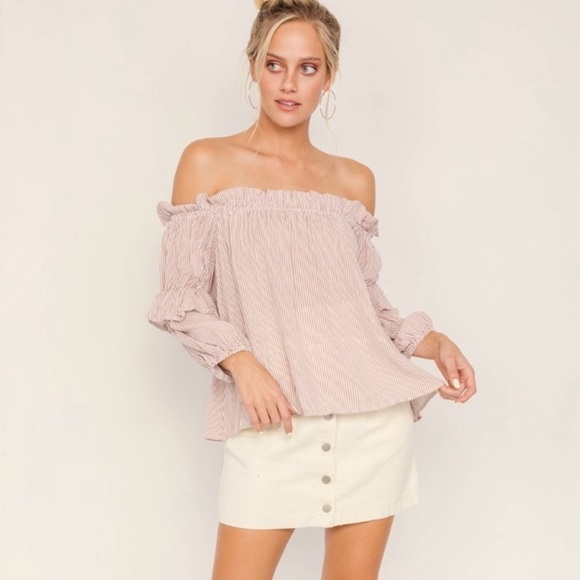 Tops - ☺️Cute Stripped Off Shoulder Blouse